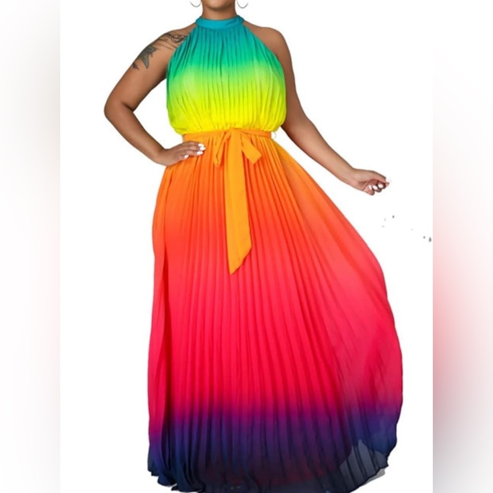 Rainbow Maxi Dress Sz XL